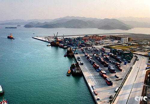Yantian port at Shenzhen province
